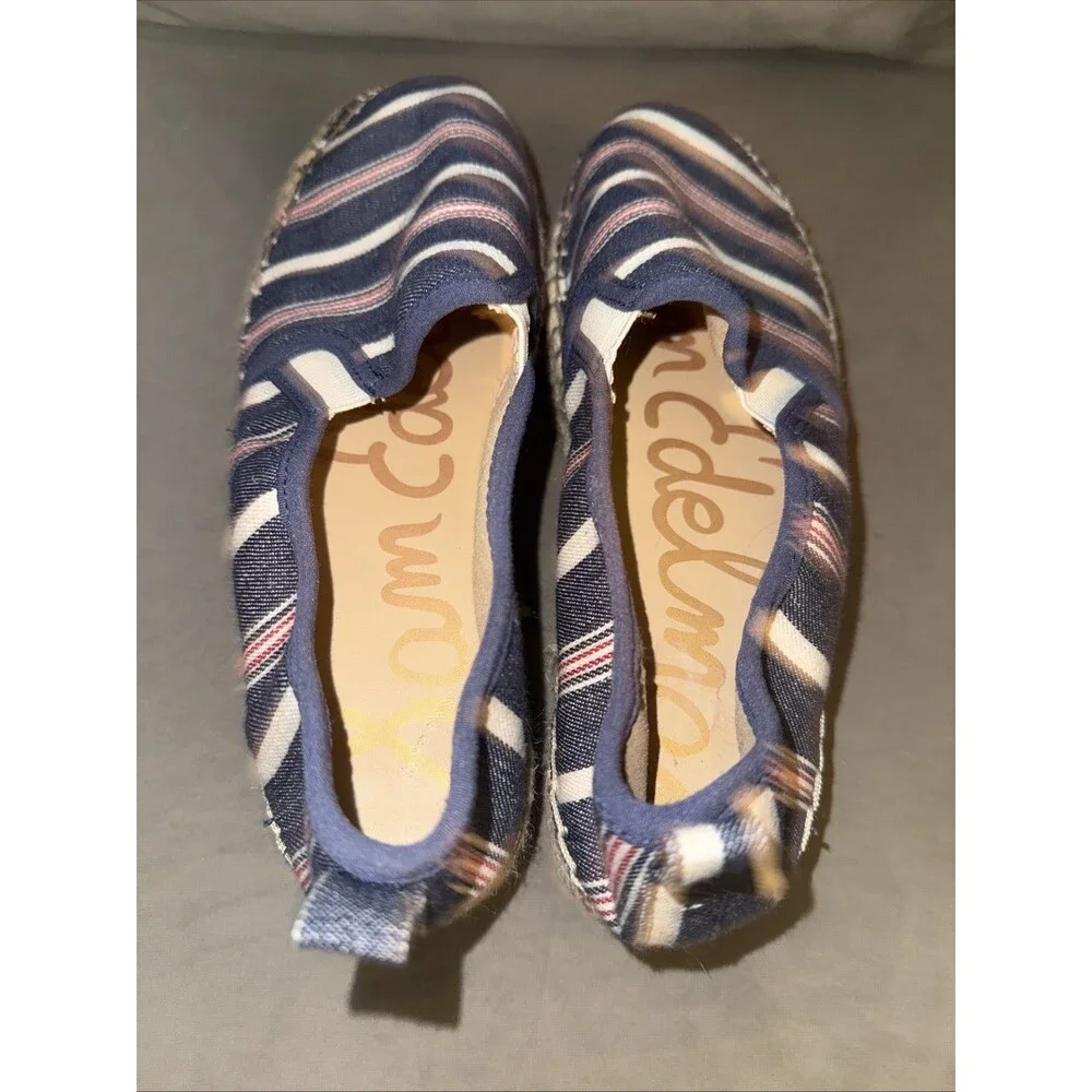 Sam Edelman Carrin Espadrille Shoes Blue Striped Size 9.5 Beach